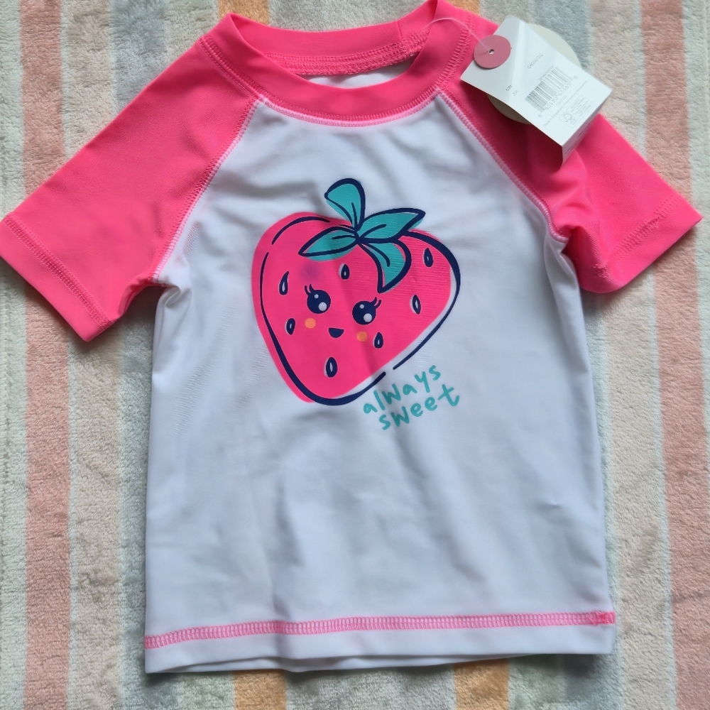 NWT Toddler Strawberry Rash Guard Swim Shirt